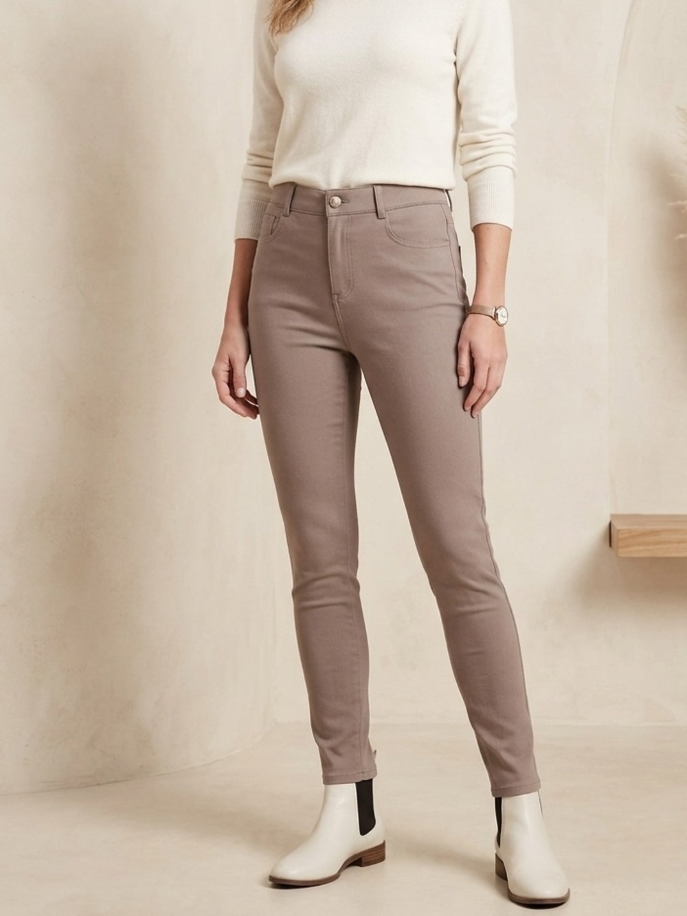 Truth Slim High-Rise Riding Leggings in Taupe 4